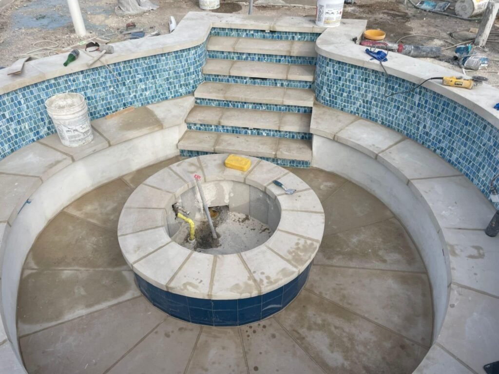Fire Pit; Swimming Pool; Tile and Coping; Blessing Pools