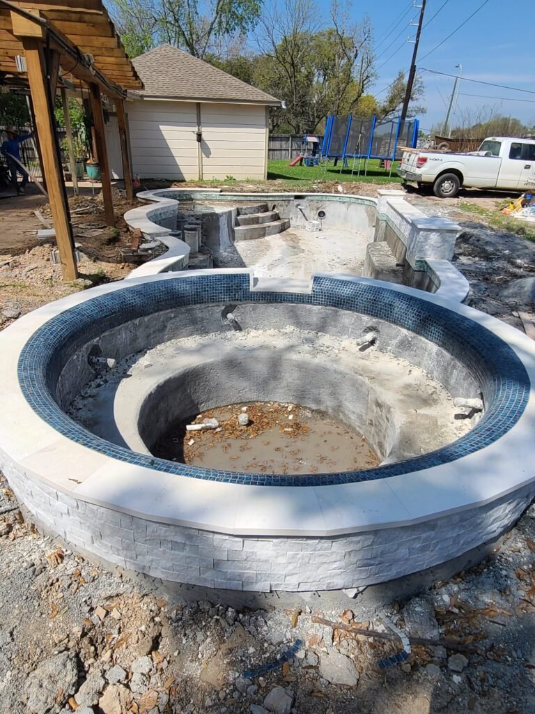 Spa and Swimming Pool tile and coping; Blessing Pools